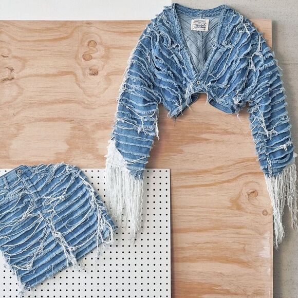 Levi’s Made & Crafted SS19 Premium High-Waist Denim Skirt w Fringe Medium Wash 6 - Picture 12 of 16